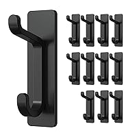12-Pack Self Adhesive Hooks, Extra Sticky 10LB (Max), for Hanging Towels/Coat/Loofah, Heavy Duty Removable Stainless, Wall Hanger for Bathroom/Shower/Door, Black