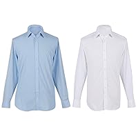 Jacob Alexander Men's Solid Button Cuff Long Sleeve Button-Down Dress Shirt - Classic or Slim Fit - Business Casual