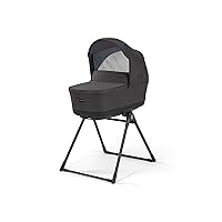Inglesina Electa Bassinet + Stand, Upper Black 2024 - Spacious Bassinet for Babies Up to 6 Months - Approved for Overnight Sleep - Compatible with Electa Stroller - BPA Free