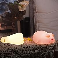 3 Level Dimmable Night Light, Nursery Nightlight, LED Squishy Cute Duck Lamp, Silicone Rechargeable Bedside Touch Lamp, Gifts for Boys Girls, Kids Room Decor
