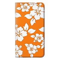 RW2245 Hawaiian Hibiscus Orange Pattern PU Leather Flip Case Cover for Motorola Moto E20,E30,E40