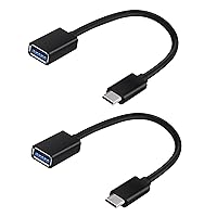 OTG USB-C 3.0 Adapter (2 Pack) Compatible with Samsung Galaxy Tab S5e to Quick Multi-Use Functions to Backup, Keyboard, mice, Thumb Drives, Saves, More (Black)
