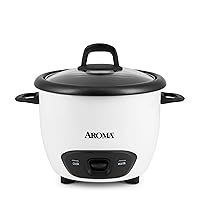 Aroma Housewares 6-Cup (Cooked) (3-Cup UNCOOKED) Pot-Style Rice Cooker (ARC-743G) , White