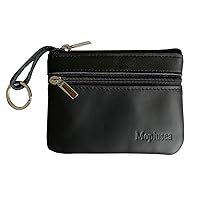 Genuine Leather Small Coin Purse Wallet With Keychain Mini Change Purse Coin Pouch Holder For Men (GLCB010 Black)