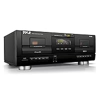 Dual Stereo Cassette Tape Deck - Clear Audio Double Player Recorder System w/ MP3 Music Converter, RCA for Recording, Dubbing, USB, Retro Design - For Standard / CrO2 Tapes, Home Use - PT659DU