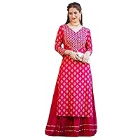 Pink Indian Rayon Gota Kurti & Skirt kurta set for woman 490x