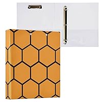 Yellow Honeycomb 1.5 in Notebook Binders Round Rings Binder with Pockets 1/2 Packs Office Supplies Hardcover