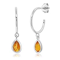 Gemstone Hoop Birthstone Earrings for Women | Real 14k Gold Plated 925 Sterling Silver Earrings – 1