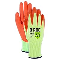 MAGID D-ROC 13 Gauge Hi-Vis NitriX Grip Technology Coated Work Glove – Cut Level A4 (12 Pair), 10/XL