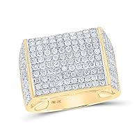 The Diamond Deal 10kt Yellow Gold Mens Round Diamond Cluster Ring 2-1/2 Cttw