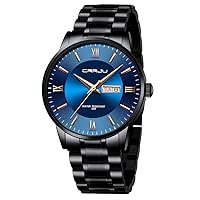 CRRJU Men's Fashion Luxury Stainless Steel Watches for Men Business Auto Date Chronograph Analog Quartz Wristwatches
