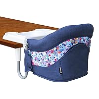 Hook On High Chair, Clip on Table High Chair with Dining Tray for Babies and Toddlers, Folding Flat Feeding Seat with Convenient Carry Bag for Home and Travel(Denim Blue)