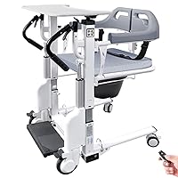 Electric Patient Lift Transfer Chair, Portable Transport Wheelchair, 4 in 1 Patient Lift Wheelchair with 180° Split Seat, 360° Quiet Universal Wheel, Load 529 Lbs (Color : Gray)