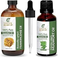 Combo Frankincense Oil Essential Oil (4 Fl Oz) and Mugwort Oil Essential Oil (0.5 Fl Oz) Oz