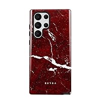 BURGA Phone Case Compatible with Samsung Galaxy S22 Ultra - Hybrid 2-Layer Hard Shell + Silicone Protective Case -Iconic Ruby Red Marble - Scratch-Resistant Shockproof Cover