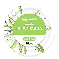 Amazon Basics Everyday Paper Plates, 10 Inch, Disposable, 150 Count