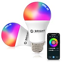 Smart Light Bulbs A19 E26, 9.5W, 800 LM, 16 Million Colors Changing, Music Mode & DIY Scene Setting, Wi-Fi Smart Bulb Works with Alexa & Google Home, 80% Energy Saving, No Hub Required, 2 Pack