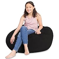 Posh Creations Bean Bag Chair for Kids, Teens, and Adults Includes Removable and Machine Washable Cover, Soft Faux Rabbit Fur - Black, 38in - Large