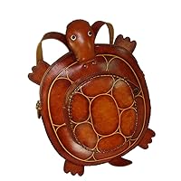 Handmade Genuine Leather Turtle Pattern Backpack, a Lovely Bag, Unique Design, Green or DarkBrown (Brown)