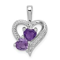925 Sterling Silver Polished Prong set Open back Amethyst Diamond Pendant Necklace Jewelry for Women