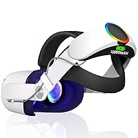 RGB Head Strap with Battery for Oculus Quest 2, 10000mAh Battery Pack for Extended 8 Hrs of Playtime, Fast Charging VR Power, Adjustable Elite Strap Enhanced Support and Balance in VR