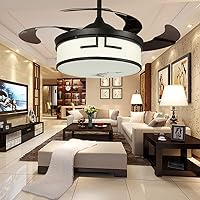 Fanps, Bedroom Ceiling Fans with Led Lights, Dimmable Intangible Reversible Fanp with Remote Control 6 Gears Adjustable Fan Lights for Indoor Living Room Lounge Dining Room/White/106.7Cm