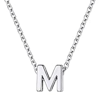 FOCALOOK Small Tiny Initial Necklaces English Alphabet 26 A-Z DIY Customized Necklace Four Colors Letter Script Name Stainless Steel Pendant Monogram Necklace for Women Girls Gifts