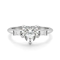 Riya Gems 2.50 TCW Heart Cut Colorless Moissanite Engagement Ring Wedding Band Gold Silver Solitaire Ring Halo Ring Vintage Antique Anniversary Promise Bridal Ring