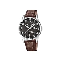 Lotus Watch for Men 18429/6 Outlet Silver Stainless Steel Case Brown Leather Strap, gray, Bracelet