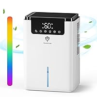 Dehumidifier for Bedroom, 68 OZ Dehumidifiers for Home Basement with Auto Defrost Timer Colorful Light, Small Dehumidifier for Bathroom RV Closet Room (500 sq. ft) White