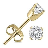 1/4 Carat TW AGS Certified Round Diamond Solitaire Stud Earrings in 14K Yellow Gold (K-L Color, 12-I3 Clarity)