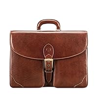 Maxwell Scott - Mens Luxury Italian Leather Large Briefcase with Buckle Closure - Handmade - The Tomacelli3