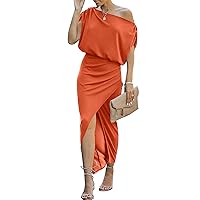 ANRABESS Women's Summer Formal Cocktail Evening Party Maxi Dress Casual Off Shoulder Bodycon Wedding Guest Dress
