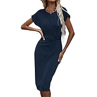 Solid Twist Front Fitted Dress