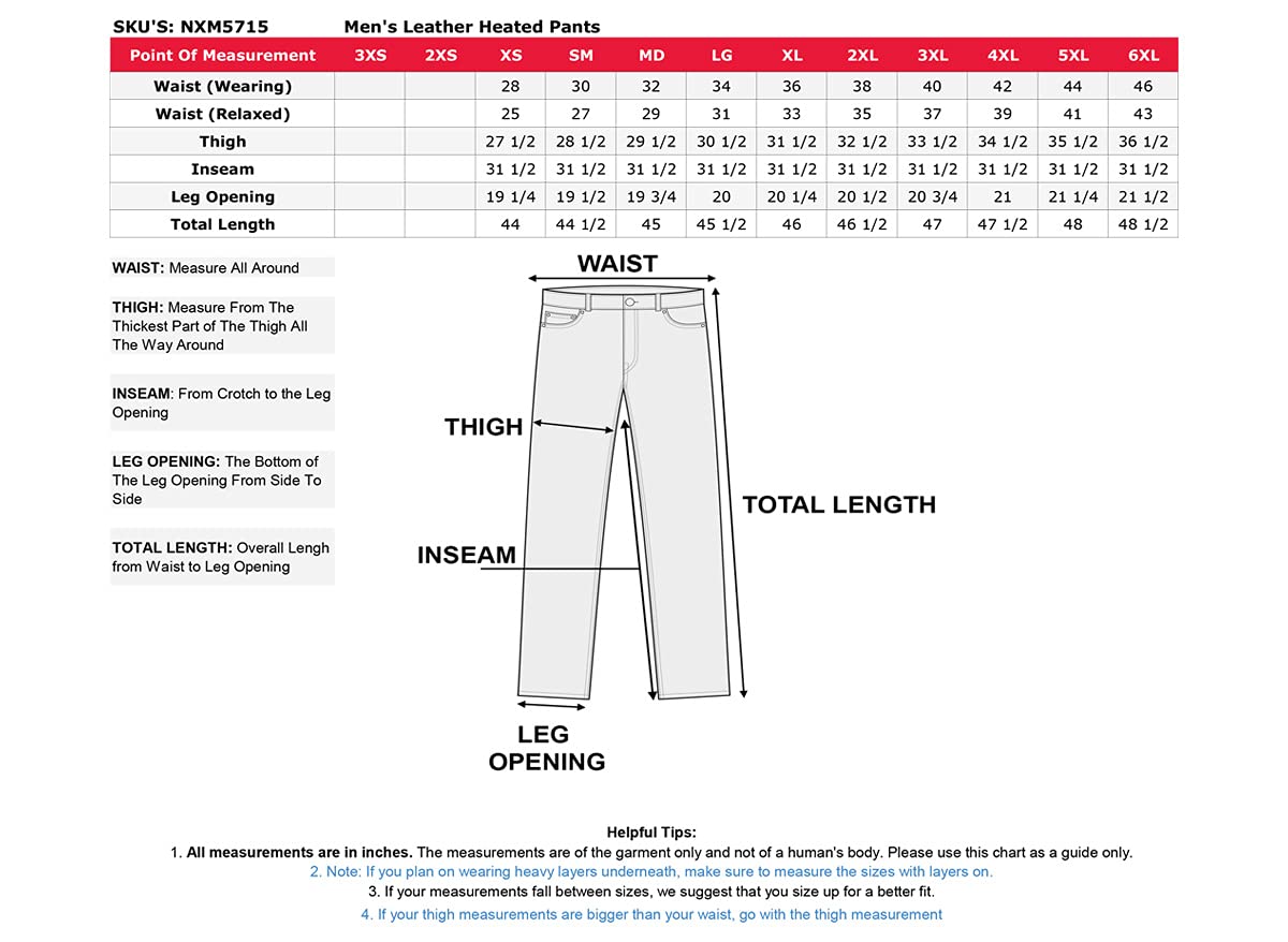 Nexgen Heat MPM5715SET Men's Black 'Heated' Textile Water Resistant Over Pants (Rechargeable Battery Pack Included)