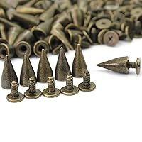 RUBYCA 30 Sets 14MM Bronze Color Bullet Cone Spike and Stud Metal Screw Back for DIY Leather-Craft