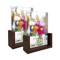 RLAVBL 5x7 Picture Frame Set of 2, Rustic Glass Photo Frames with Base for Tabletop Display