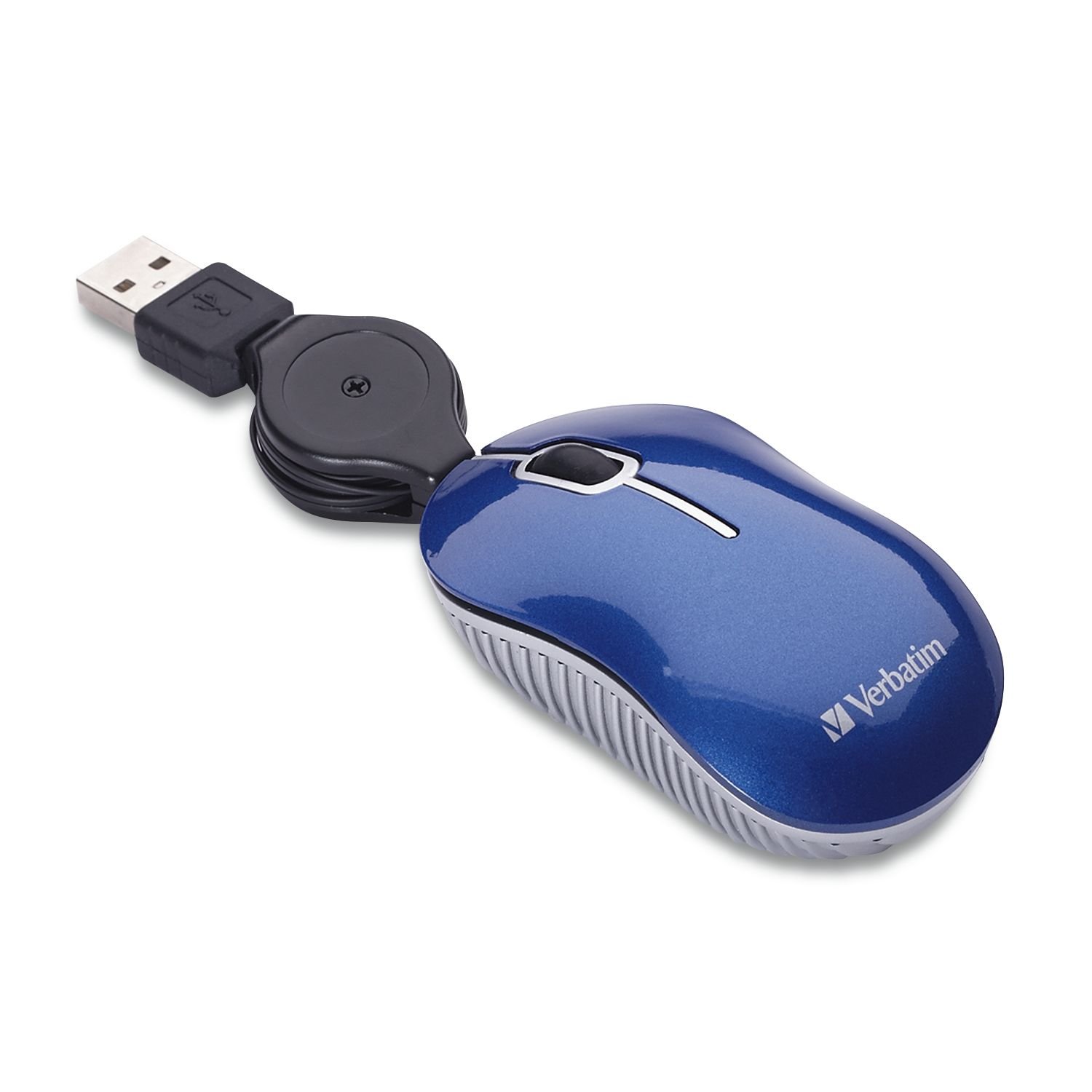 Verbatim Wired Optical Computer Mini USB-A Mouse - Plug & Play Corded Travel Mouse – Blue 98616