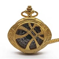 Brass Eye Round Shell Shape Quartz Pocket Watch Pendant Chain for Men and Women Gift