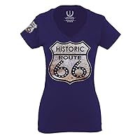 0273. Retro Road California Route 66 cali Republic Vintage for Women V Neck Fitted T Shirt