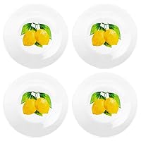 Lemons Glass Dinner Plates Set of 4, Dinner Plates, Salad Plate, Serving Dishes, Dinnerware Sets, Scratch Resistant, Lead-Free, Microwave, Oven, and Dishwasher Safe
