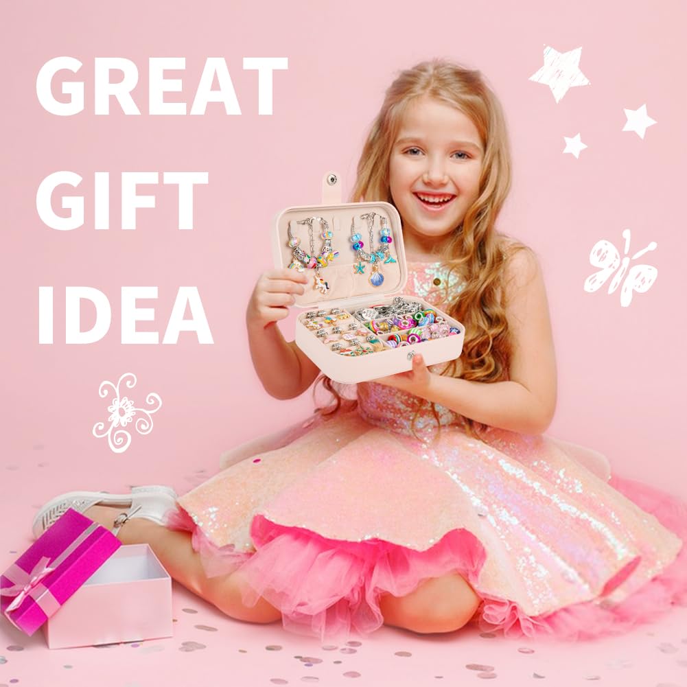 Sofier Charm Bracelet Making Kit for Girls Jewelry Box Jewelry Making Kit Gifts for Girls 4-12 Kids DIY Craft Toys Birthday Christmas
