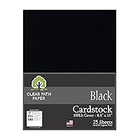 Black Cardstock - 8.5 x 11 inch - 100Lb Cover - 25 Sheets - Clear Path Paper