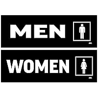2 Pack Men and Women Restroom Bathroom 1 Each Door Sticker Set Sign Warning 9x3 Inch Vinyl Decal Indoor Outdoor Window Door Business Retail Store