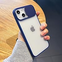 Camera Protection Case for iPhone 13 12 11 Pro Max X XR XS 7 8 Plus SE 2022 Candy Soft Matte Bumper Slide Lens Transparent Cover,Navy,for iPhone 13Pro Max