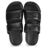 Home Shoes Men's and Women's Comfortable EVA Flat Sandals Bathroom Shower Shoes Home Mute Thick Bottom Non-Slip Slippers (Color : Black, Size : Sole Length 28cm)