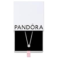 Pandora Round Sparkle Halo Necklace - Adjustable Necklace with Lobster Clasp - Mother's Day Gift - Sterling Silver & Cubic Zirconia - 17.7