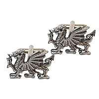 Celtic Welsh Dragon Silver Pewter Wales Mens Gift Cuff Links