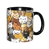 Cute Cartoon Cat Coffee Mug Funny Novelty Ceramic Tea Cup Dishwasher Microwave Safe 11oz Office and Home Ideal Gifts for Men Women