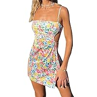 Juakoso Women Sexy Hollow Out Bodycon Mini Dress Low Cut Halter Neck Sleeveless Backless Cut Out Party Club Short Dresses